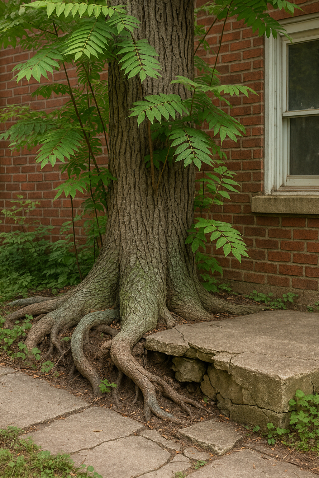 Tree of Heaven damaging home foundation